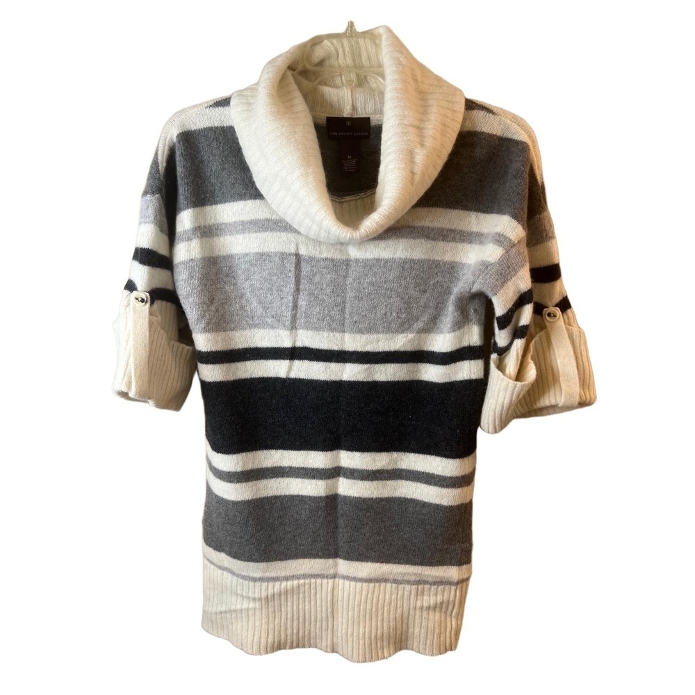 Fenn Wright Manson Striped Angora Cowl Neck Short Sleeve Sweater Medium